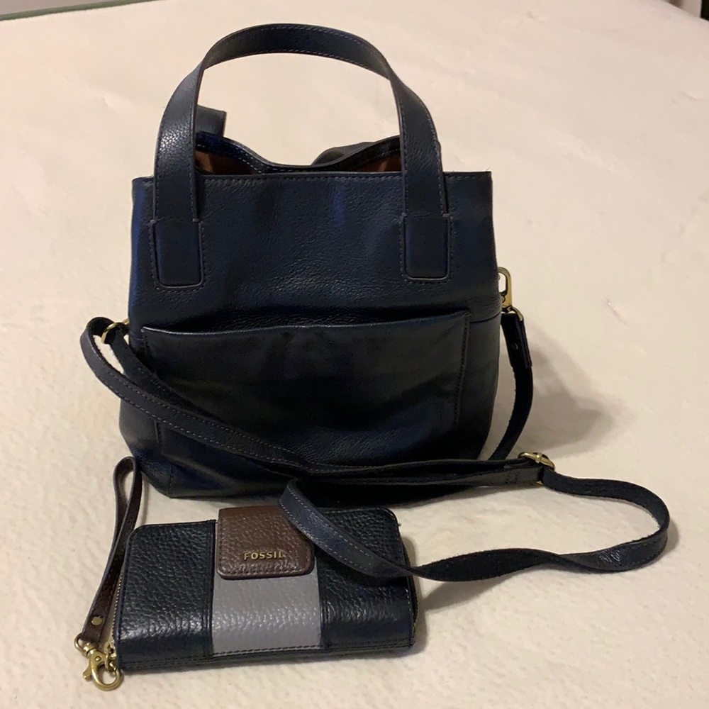 Fossil Mini Black Leather Tote